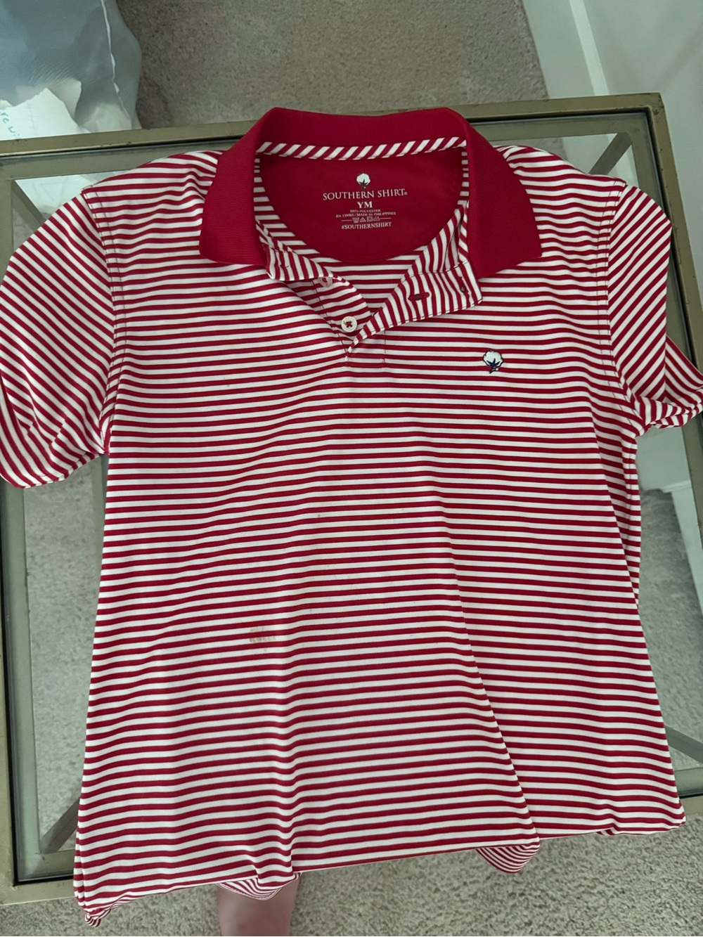 The Southern Shirt Company Red and White Striped Polo